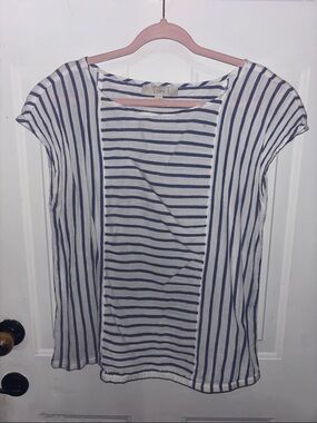 LOFT Blue & White Striped Short Sleeve Tee